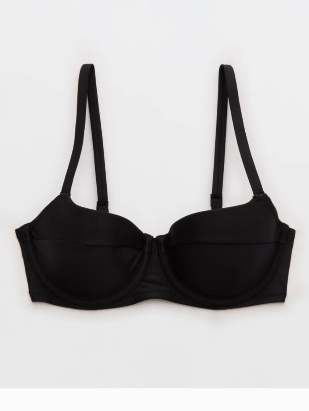 Aerie Lightly Lined Underwire Balconette Bikini Top Black Sz 36D
